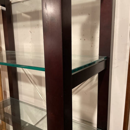Black Wood w/Glass Shelves Etagere C BOOKSHELVES
