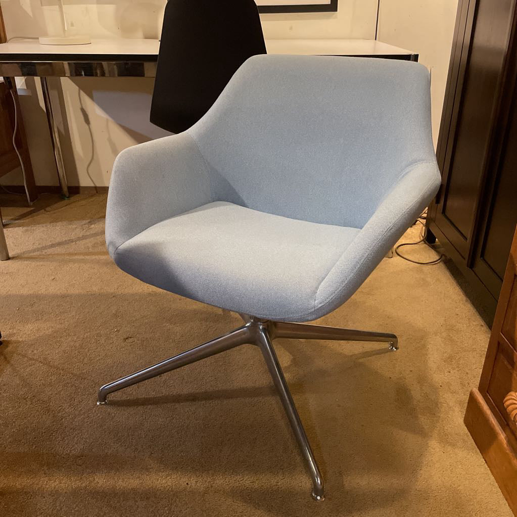Contemporary Baby Blue Aluminum Base Swivel Chair U ACCENT CHAIRS