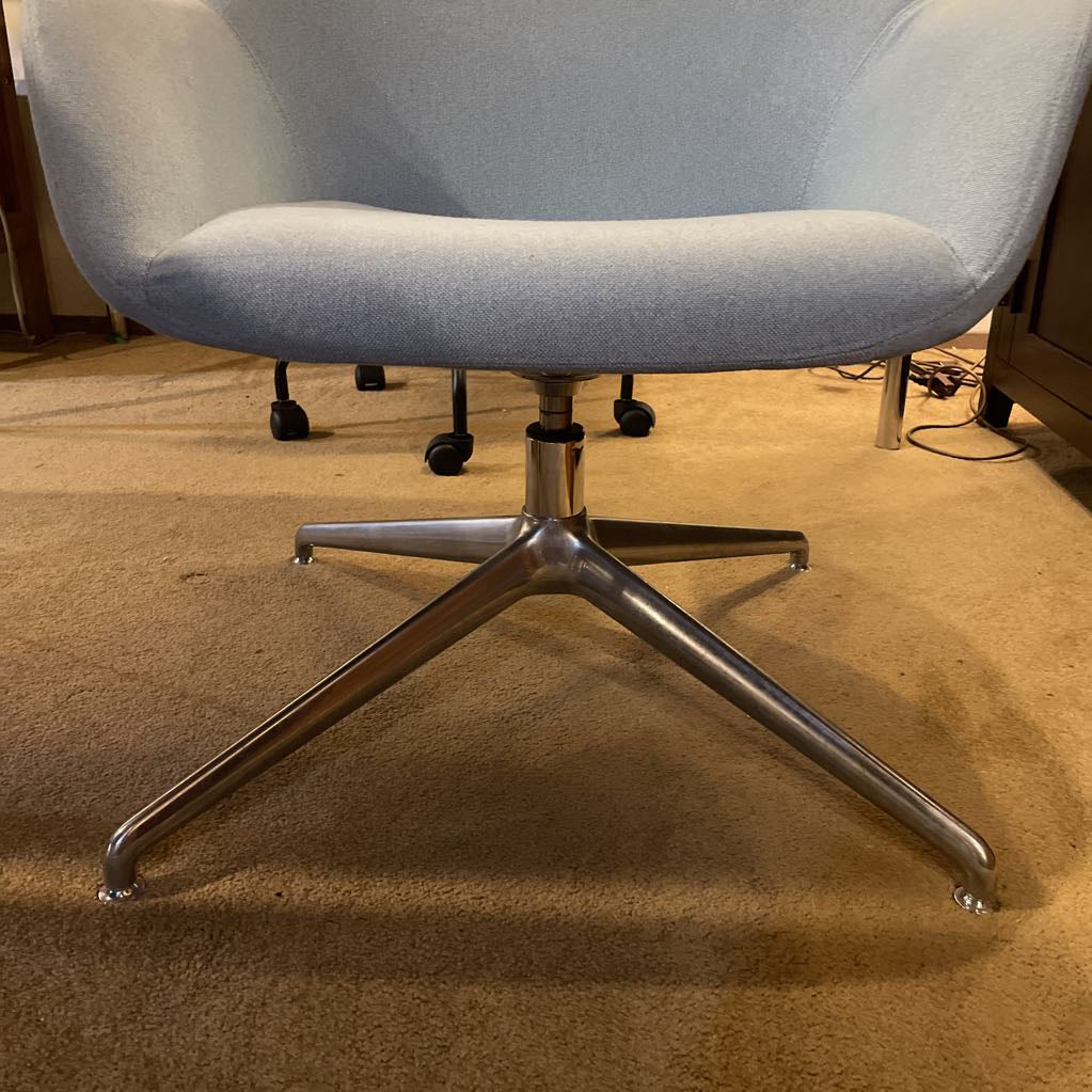 Contemporary Baby Blue Aluminum Base Swivel Chair U ACCENT CHAIRS
