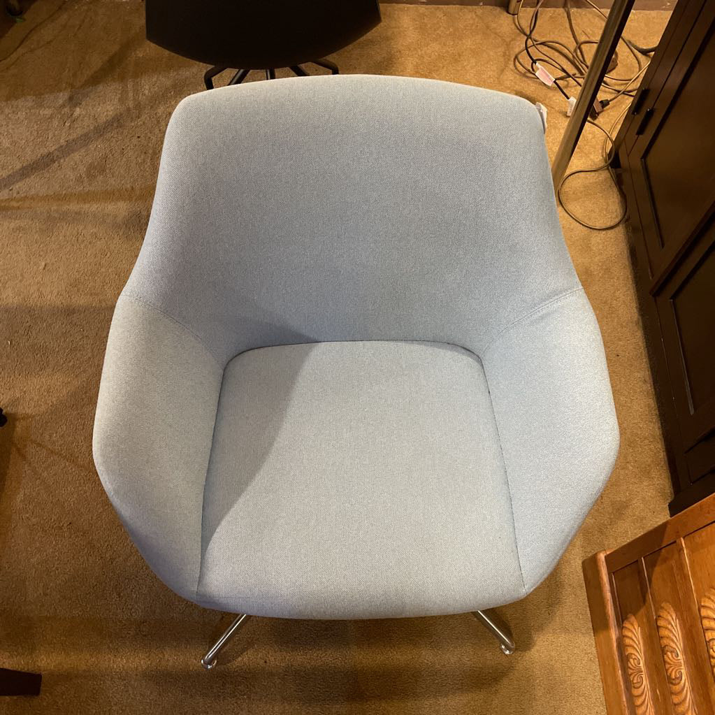 Contemporary Baby Blue Aluminum Base Swivel Chair U ACCENT CHAIRS