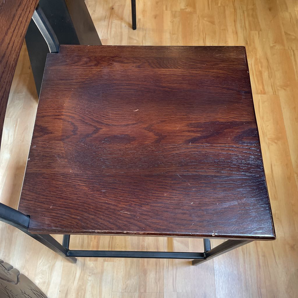 Black Metal Frame Dark Oak Stool C STOOLS