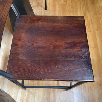 Black Metal Frame Dark Oak Stool C STOOLS