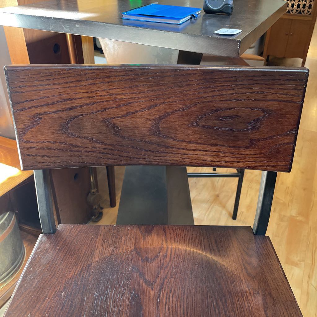 Black Metal Frame Dark Oak Stool C STOOLS