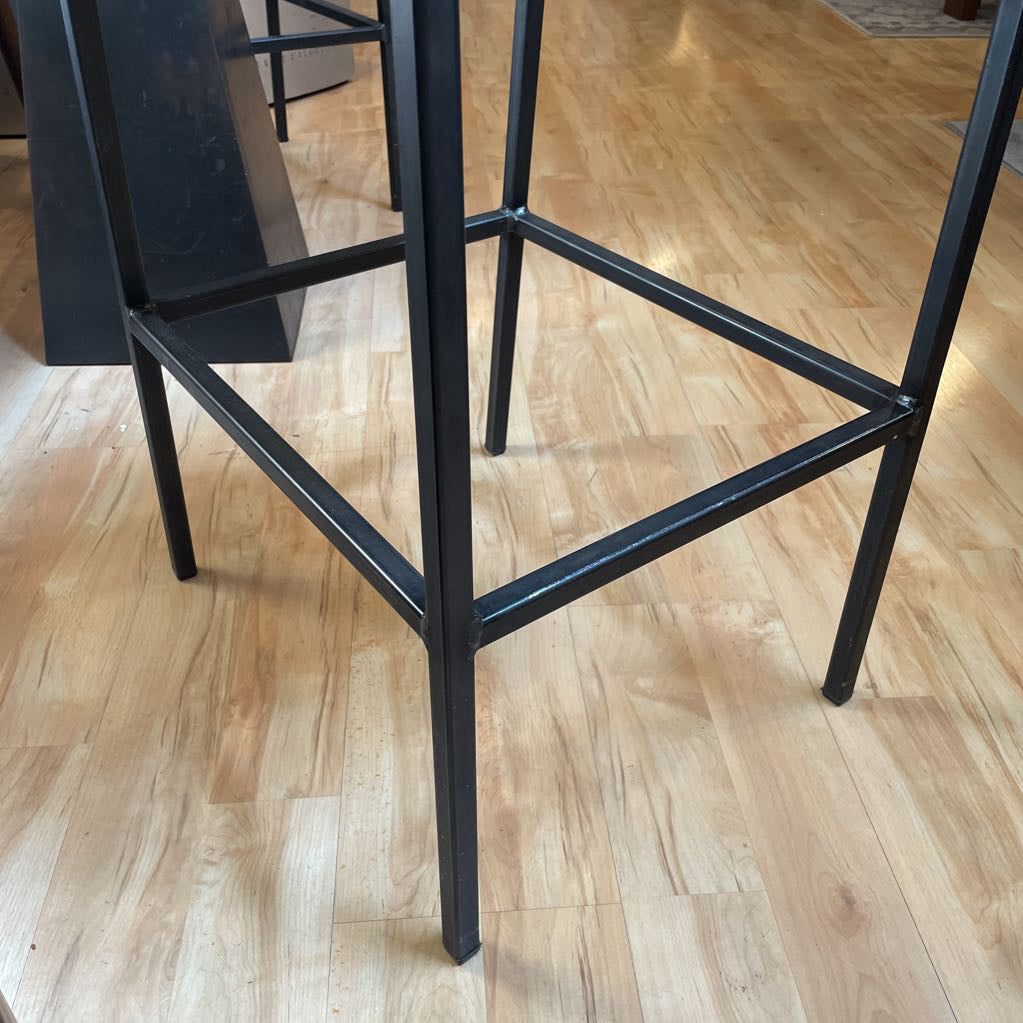Black Metal Frame Dark Oak Stool C STOOLS