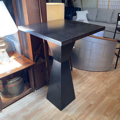 Geometric Black Stand Dark Wood Bar Table C DINING TABLES