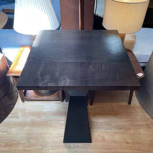 Geometric Black Stand Dark Wood Bar Table C DINING TABLES