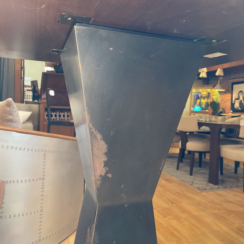 Geometric Black Stand Dark Wood Bar Table C DINING TABLES