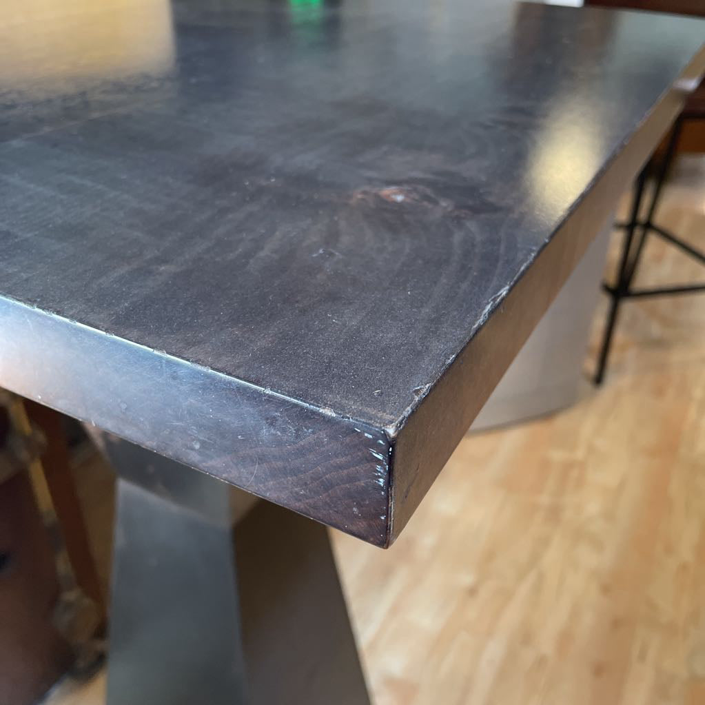 Geometric Black Stand Dark Wood Bar Table C DINING TABLES