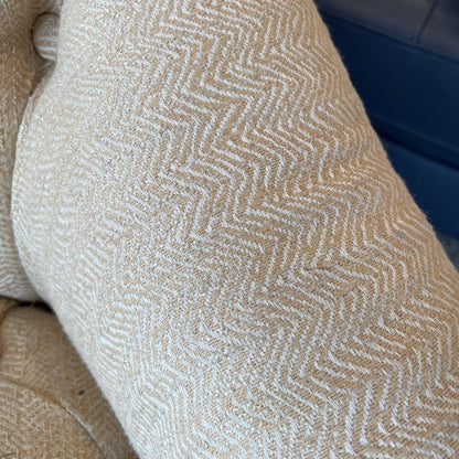 Wheat Fabric Tufted Arm Chair w/ Leather Back