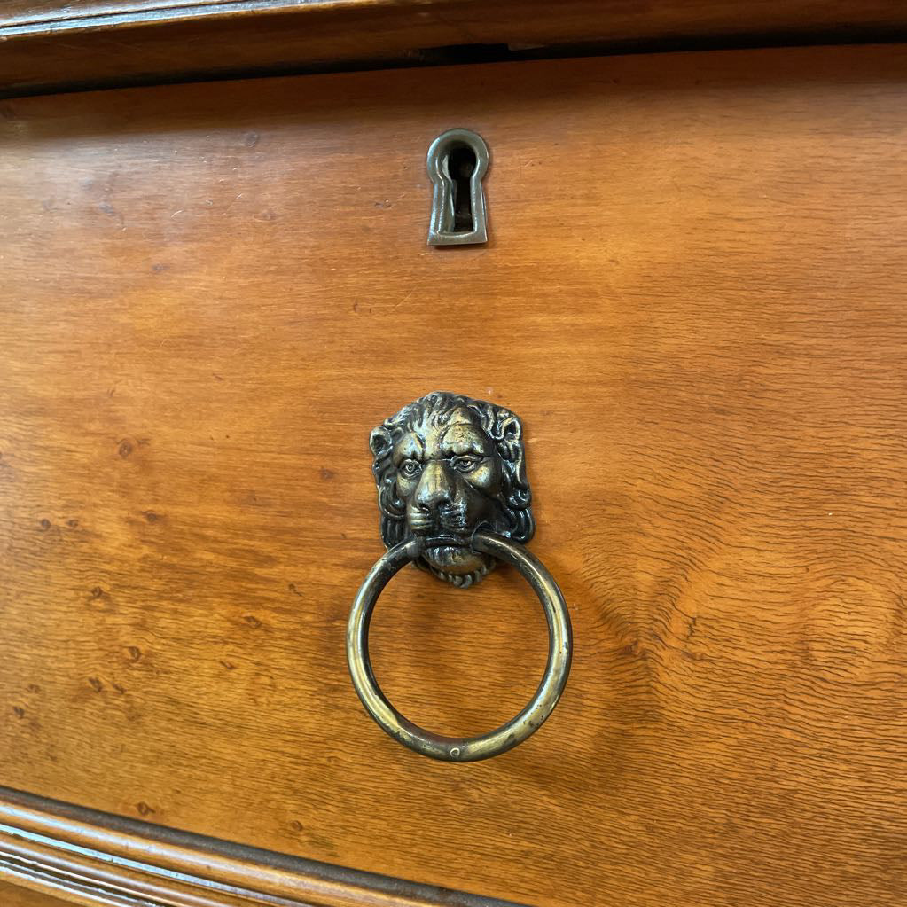 3 Drawer Curved Front Chest w/ Lion Hardware