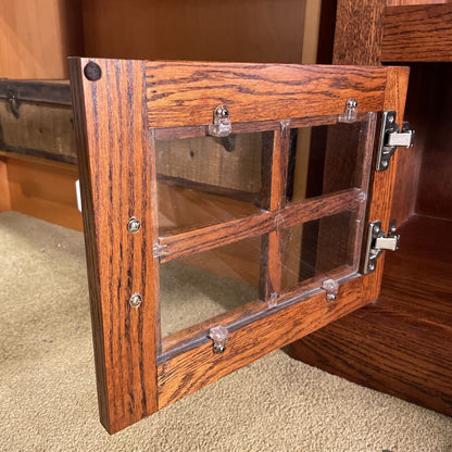 Oak Craftsmen Style 2 Door Glass Paned Media Console