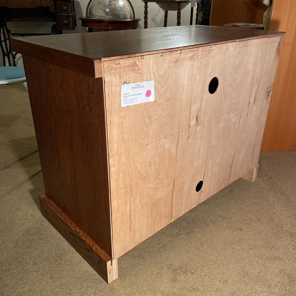 Oak Craftsmen Style 2 Door Glass Paned Media Console