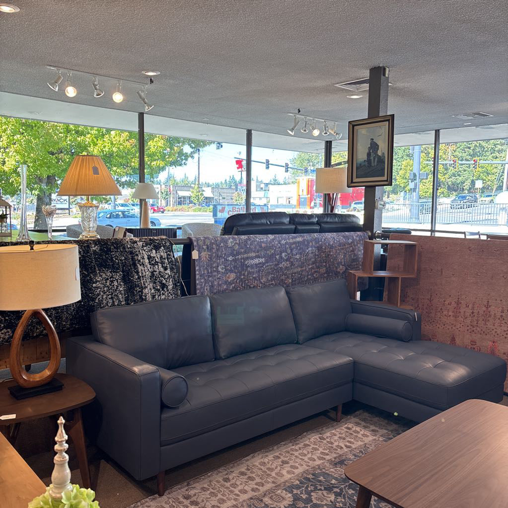 Malmo Steel Leather RAF Chaise Sectional