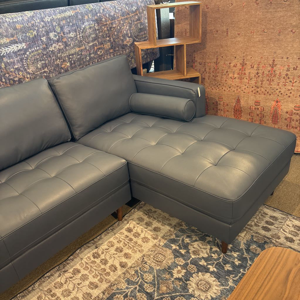 Malmo Steel Leather RAF Chaise Sectional