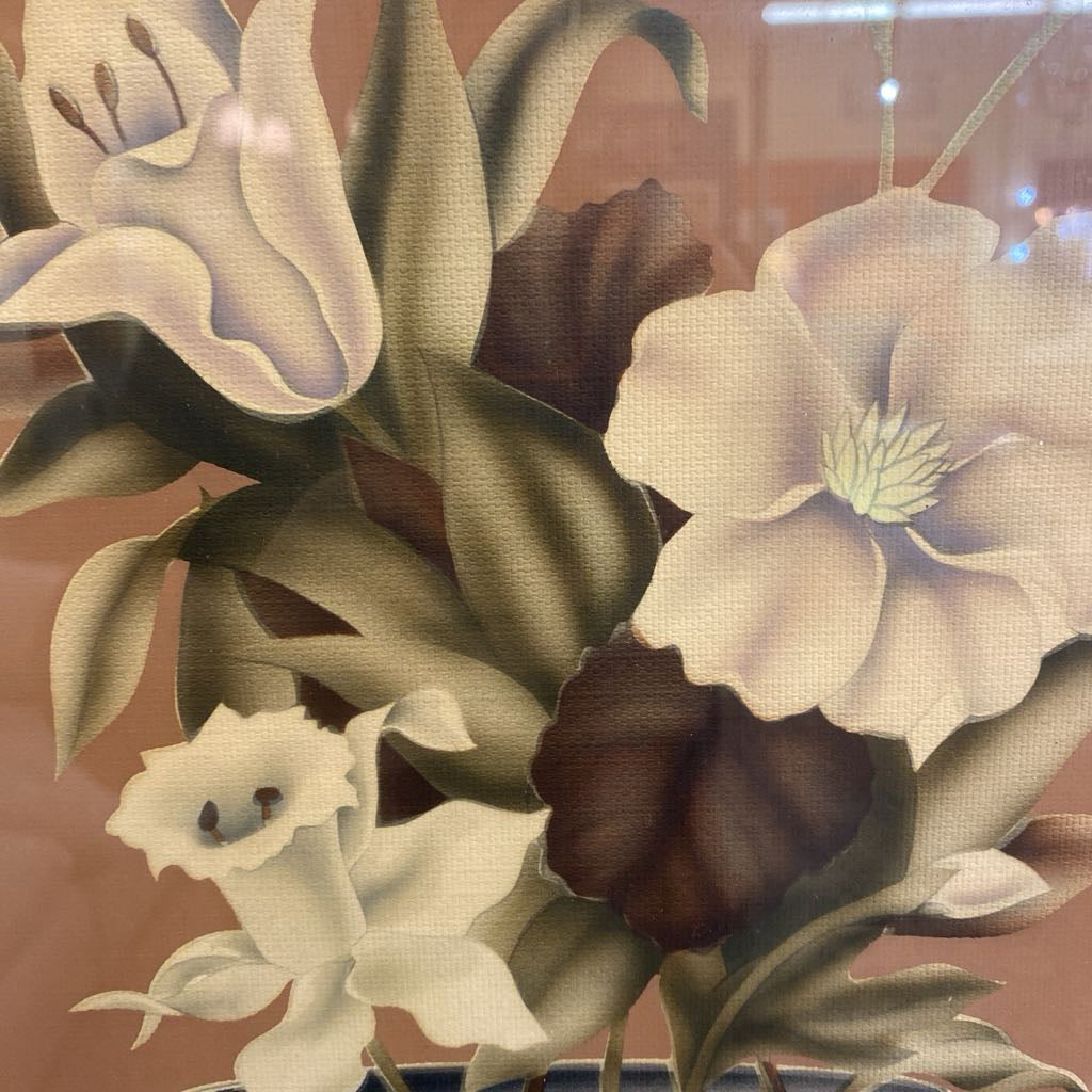 Vintage Floral Still Life #1 w/Pink Frame