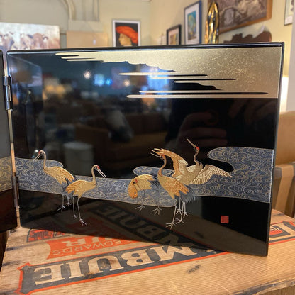 Vintage Japanese Crane Scene Folding Table Quartz Clock SMALLS