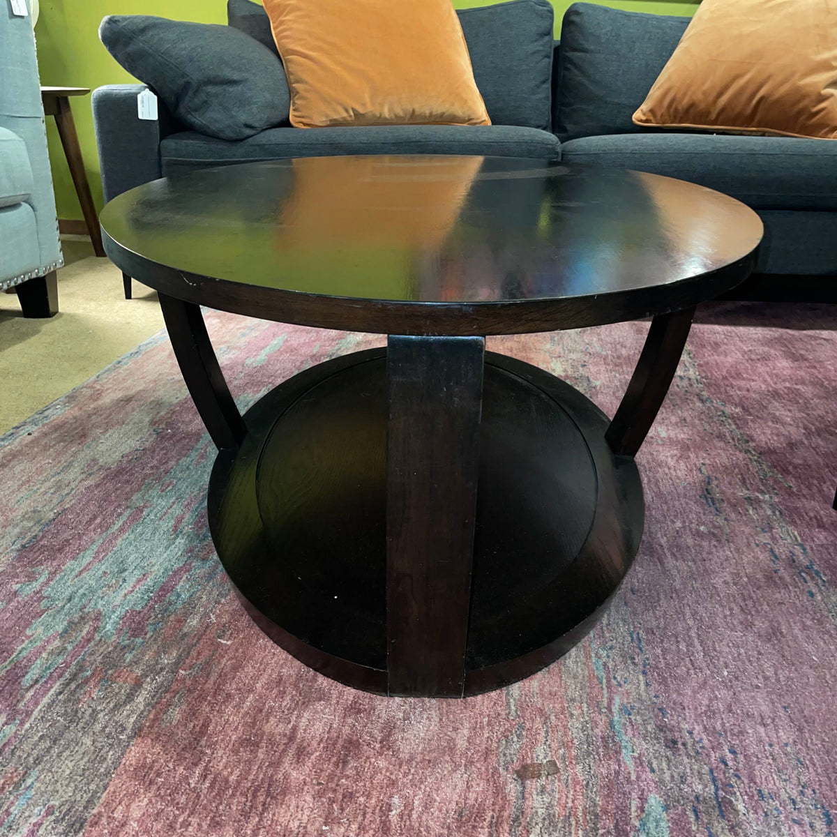 Black Wood Oval 2 Tier Coffee Table C COFFEE TABLES