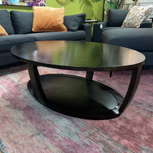 Black Wood Oval 2 Tier Coffee Table C COFFEE TABLES