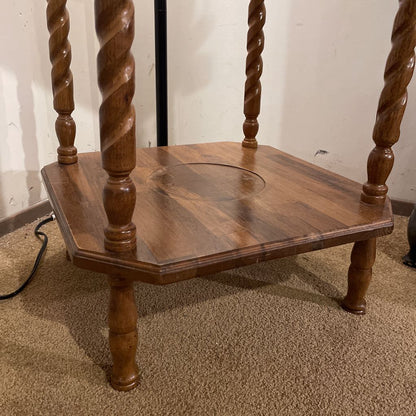 Vintage Victorian Style Wash Stand w/ Barley Twist Legs & Blue Basin