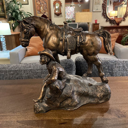 AUSTIN PRODUCTIONS Cowboy & Horse Statue
