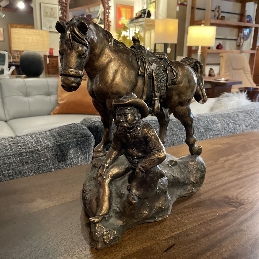 AUSTIN PRODUCTIONS Cowboy & Horse Statue