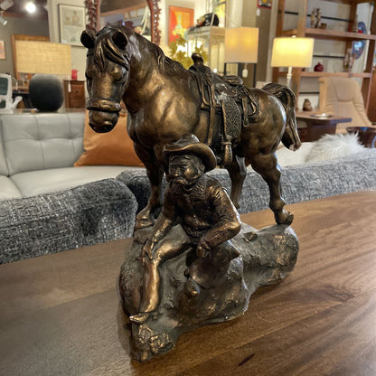 AUSTIN PRODUCTIONS Cowboy & Horse Statue