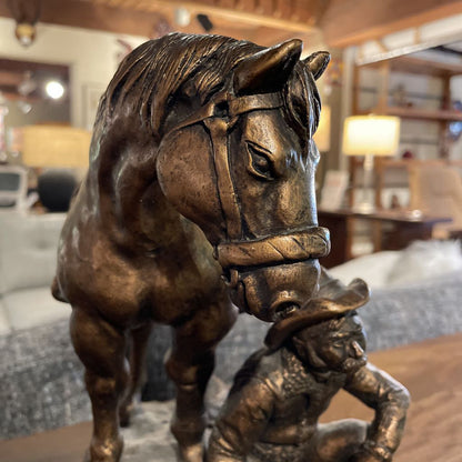 AUSTIN PRODUCTIONS Cowboy & Horse Statue