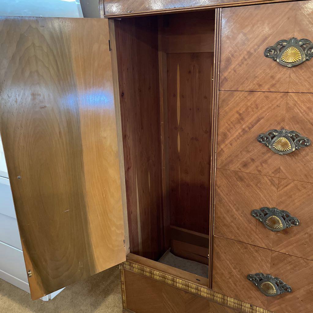 Art Deco 4 Drawer Waterfall Armoire