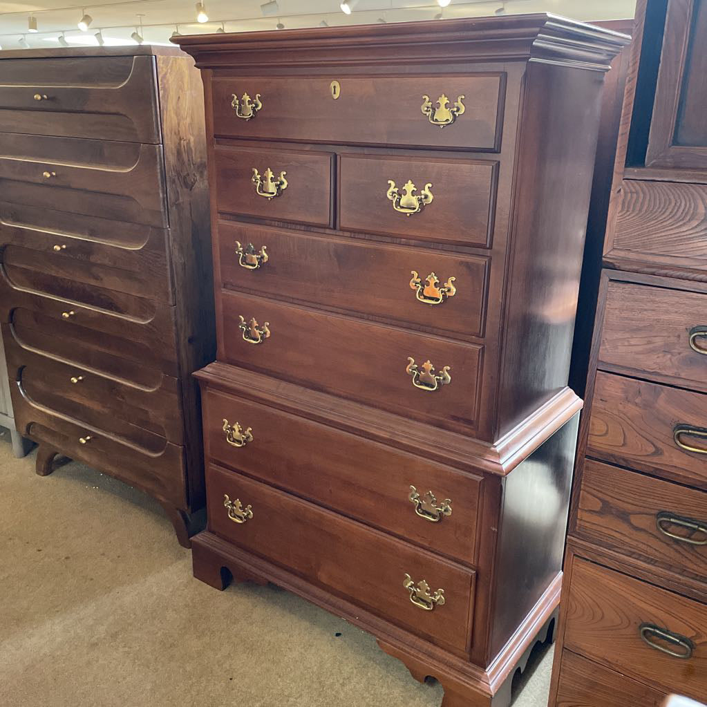 Sumter Cabinet Co. 7 Drawer Highboy Dresser w/ Golden Hardware