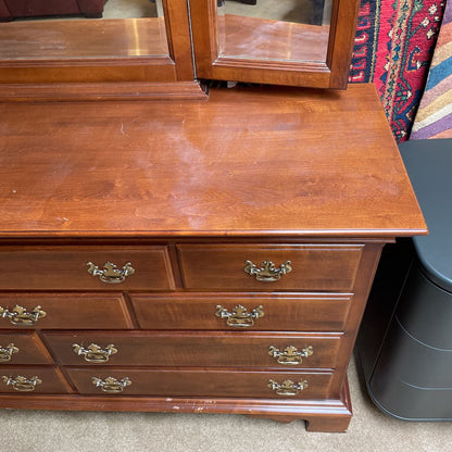 Sumter Cabinet Co. 8 Drawer Lowboy Dresser w/ Tri Fold Mirror