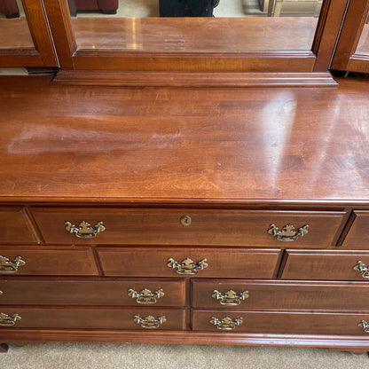 Sumter Cabinet Co. 8 Drawer Lowboy Dresser w/ Tri Fold Mirror