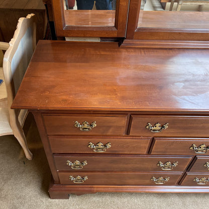 Sumter Cabinet Co. 8 Drawer Lowboy Dresser w/ Tri Fold Mirror