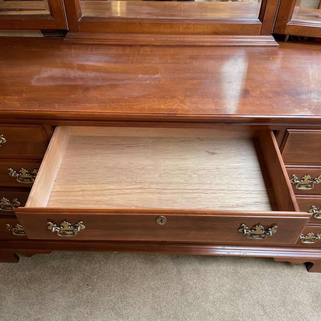 Sumter Cabinet Co. 8 Drawer Lowboy Dresser w/ Tri Fold Mirror