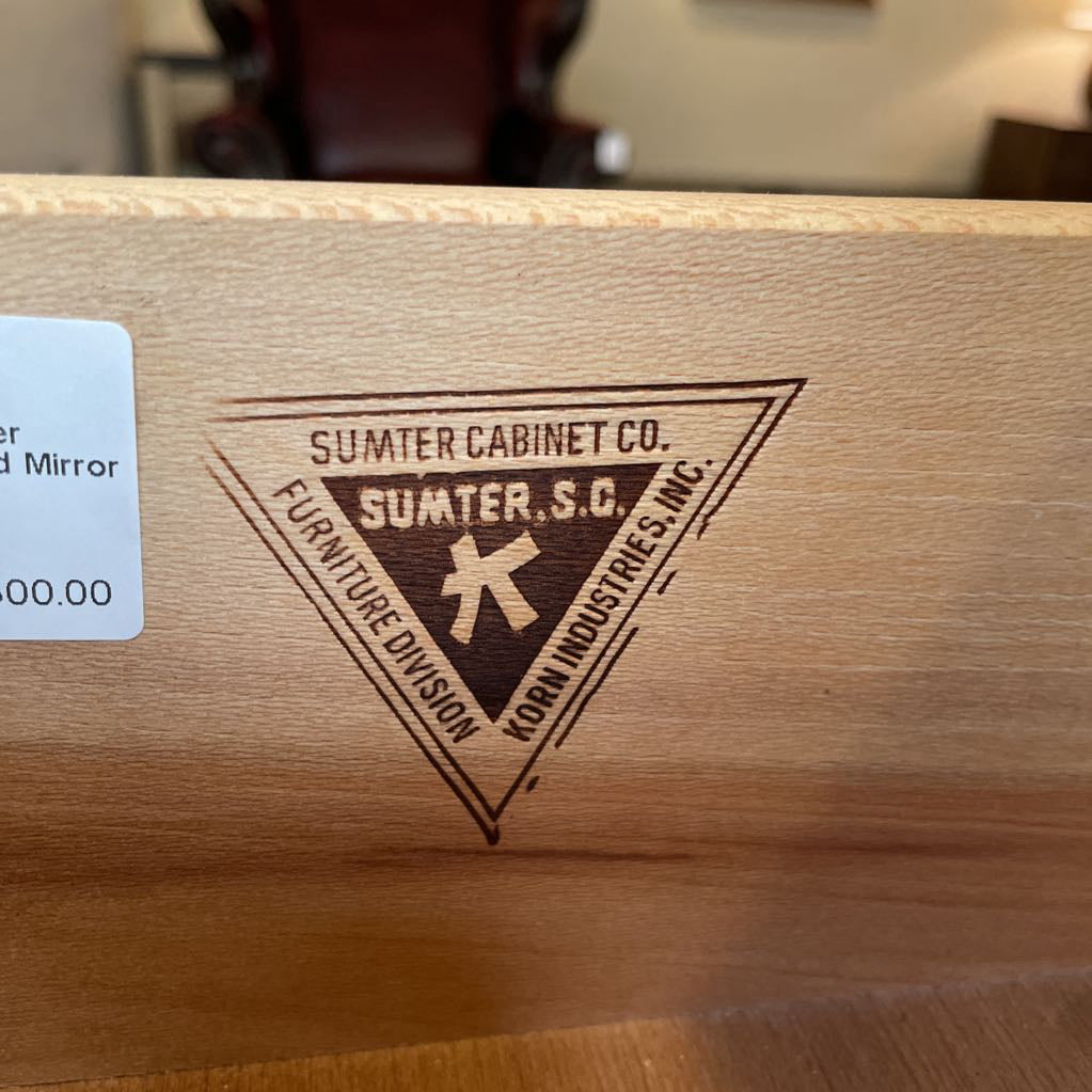 Sumter Cabinet Co. 8 Drawer Lowboy Dresser w/ Tri Fold Mirror