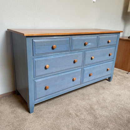 Ethan Allen Rustic Blue Lowboy Dresser