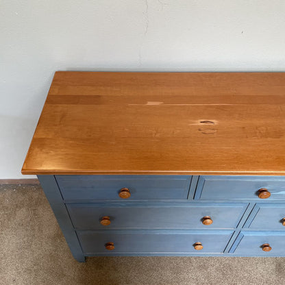 Ethan Allen Rustic Blue Lowboy Dresser