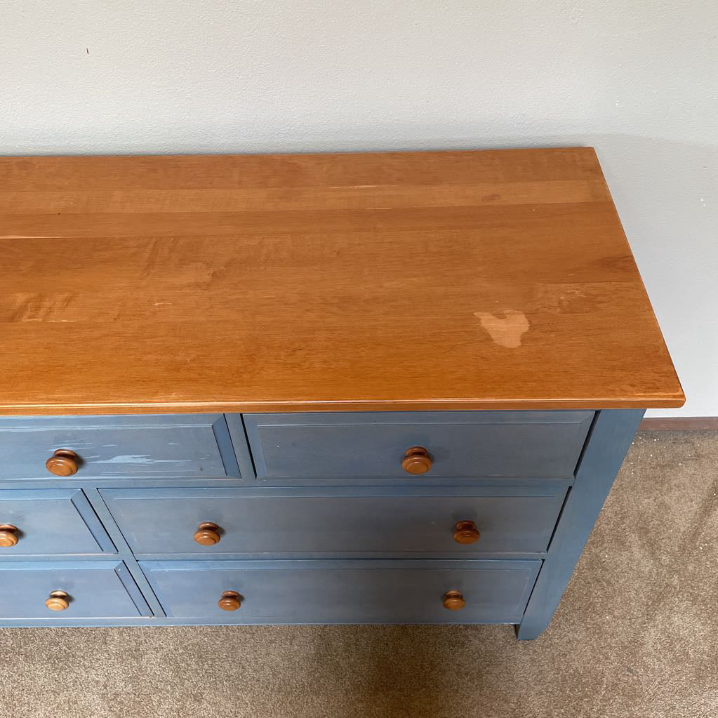 Ethan Allen Rustic Blue Lowboy Dresser