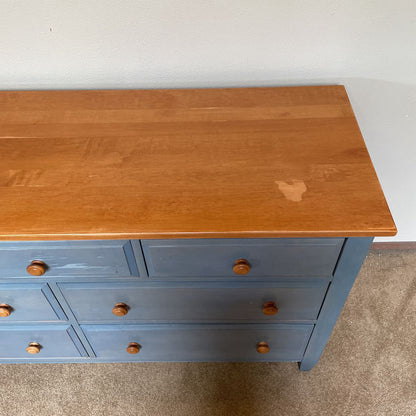 Ethan Allen Rustic Blue Lowboy Dresser