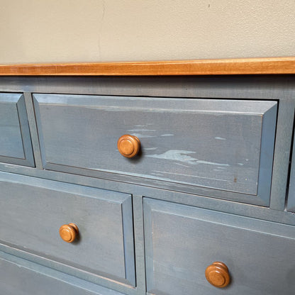 Ethan Allen Rustic Blue Lowboy Dresser