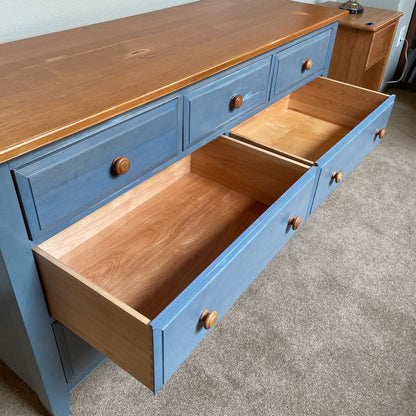 Ethan Allen Rustic Blue Lowboy Dresser