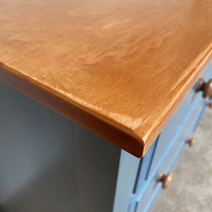 Ethan Allen Rustic Blue Lowboy Dresser