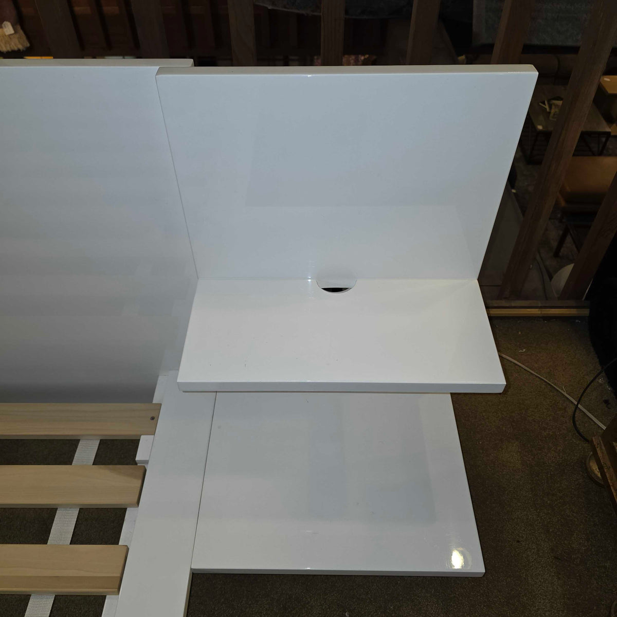 CB2 White Andes Queen Bed Frame w/ Nightstands