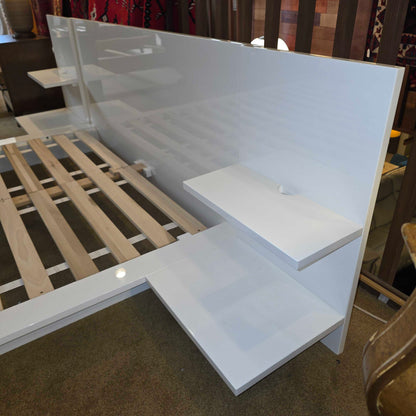 CB2 White Andes Queen Bed Frame w/ Nightstands