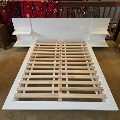 CB2 White Andes Queen Bed Frame w/ Nightstands