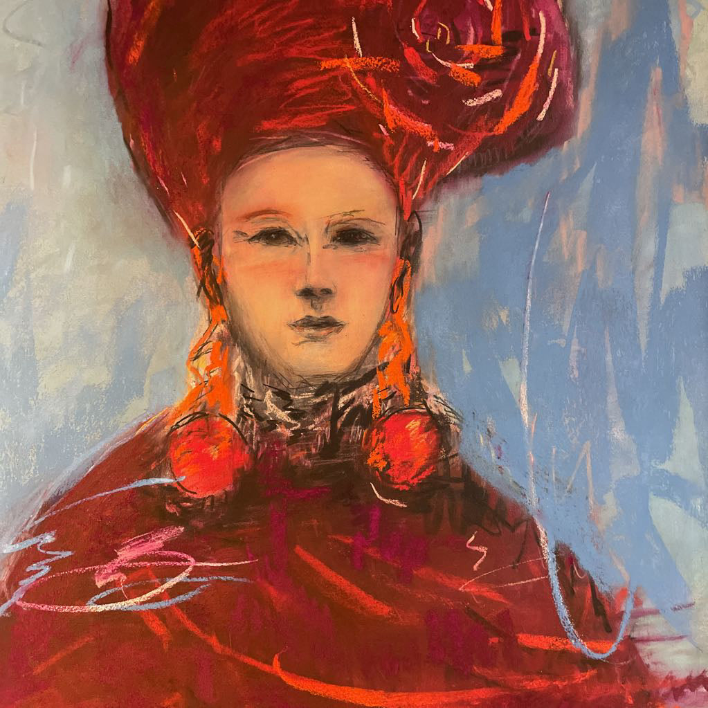 Lady in Red Amanda Wilner Pastel Artwork ART