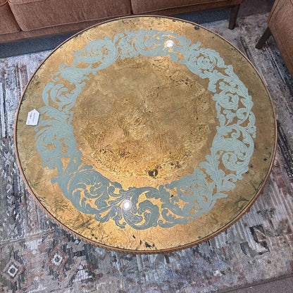 Baker Cocktail Gold Finished Eglomise Top Table