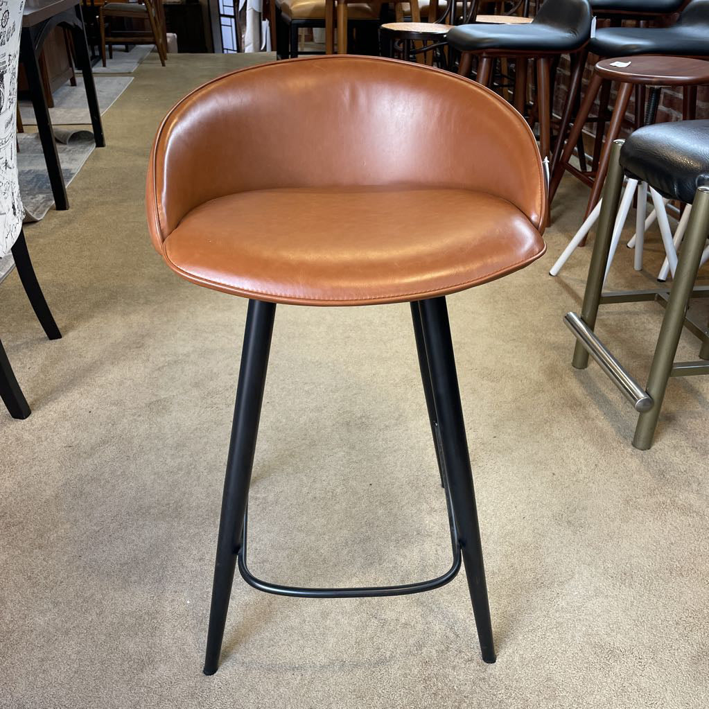 Room & Board Camel Leather Swivel Stool