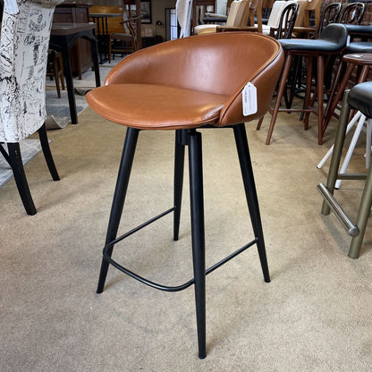 Room & Board Camel Leather Swivel Stool