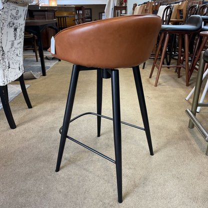 Room & Board Camel Leather Swivel Stool