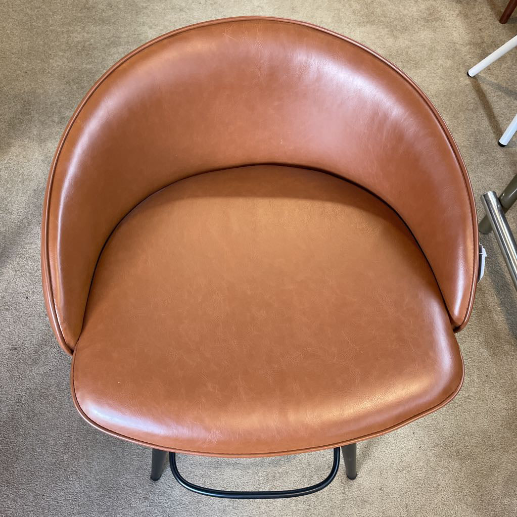 Room & Board Camel Leather Swivel Stool